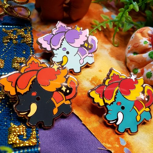 Decorated Elephant Enamel Pins