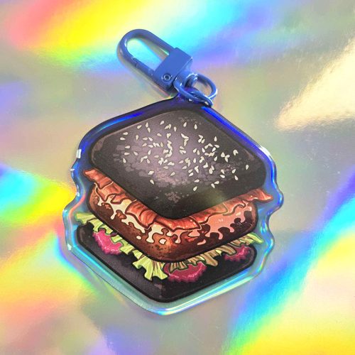 Food Cube Charm - Black Bun Burger