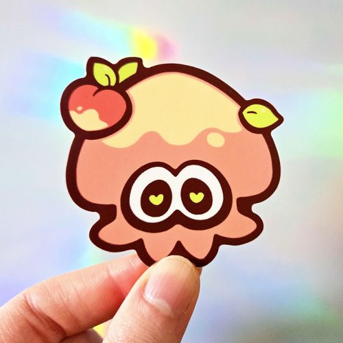 Peach Squid Sticker