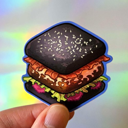 Black-bun Burger Cube Sticker