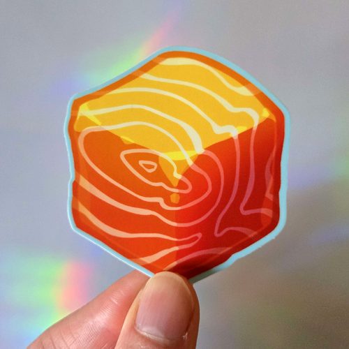 Salmon Cube Sticker