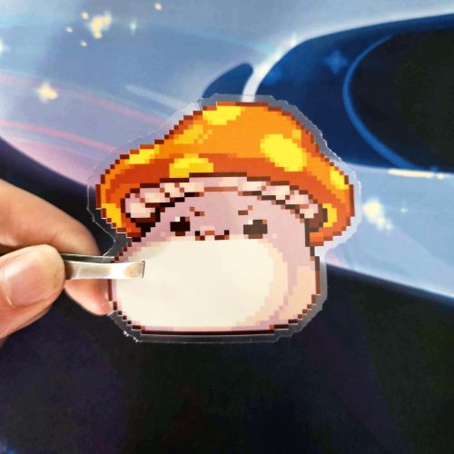 Orange Mushroom Pixel Clear Sticker